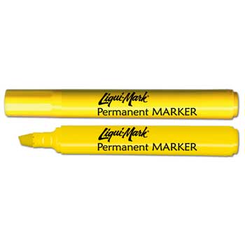 Liqui-Mark Permanent Marker, Chisel Tip, Broadline, Yellow