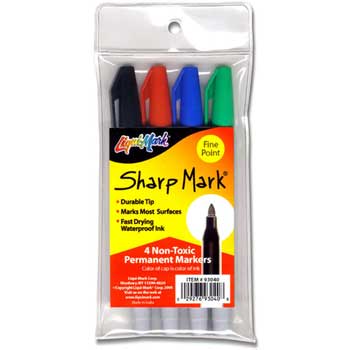 Liqui-Mark Sharp Mark&#174; Fineline Permanent Markers, 4/ST