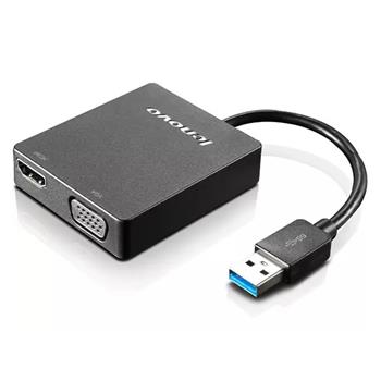 Lenovo Universal USB 3.0 to VGA/HDMI Adapter, Black