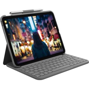 Logitech Slim Folio iPad Keyboard Carrying Case, 10.9 in, Apple, Gray