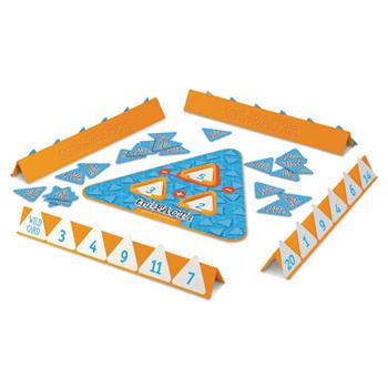 Learning Resources Addition/Subtraction Game, Triangle Board, 100 Cards, 4 Trays, Orange/White/Blue