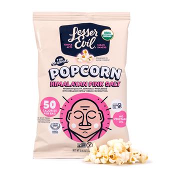 LesserEvil Himalayan Pink Salt Organic Popcorn, 0.46 oz, 24/Carton