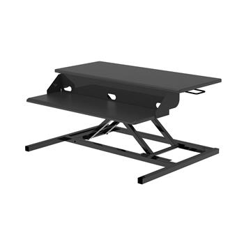 Luxor Two-Tier Pneumatic Standing Desk Converter, Black, 32&quot;W x 24&quot;L x 6&quot;-16&quot;H