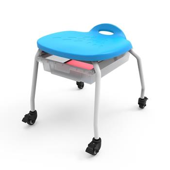 Luxor Stackable Rolling Classroom Stool with Storage, Plastic/Steel, Blue, 20&quot;W x 24&quot;L x 19&quot;H