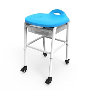 Luxor Height-Adjustable Rolling Classroom Stool with Storage, Plastic/Steel, Blue, 20&quot;W x 20&quot;L x 20&quot;-27&quot;H