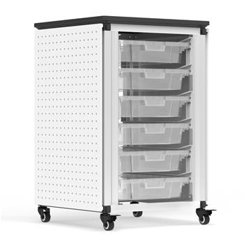 Luxor Modular Classroom Mobile Storage Cabinet, 6 Small Bins, Steel, White, 18&quot;W x 18&quot;L x 29&quot;H