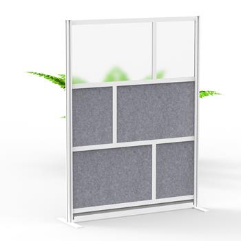 Luxor Modular Room Divider Wall System Starter Wall, Acrylic/PET, 53&quot;W x 16&quot;L x 70&quot;H
