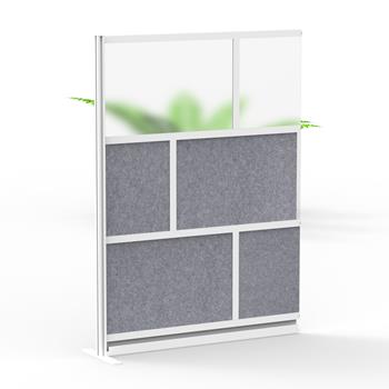 Luxor Modular Room Divider Wall System Add-On Wall, Acrylic/PET, 53&quot;W x 16&quot;L x 70&quot;H