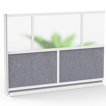 Luxor Modular Room Divider Wall System Add-On Wall, Acrylic/PET, 70&quot;W x 16&quot;L x 48&quot;H