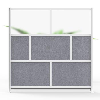 Luxor Modular Room Divider Wall System Starter Wall, Acrylic/PET, 70&quot;W x 16&quot;L x 70&quot;H