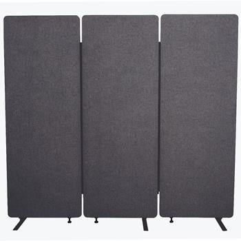 Luxor Reclaim Acoustic Room Dividers Expansion Pannel, Slate Gray, 24&quot;W x 66&quot;H, 3 Pack