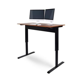 Luxor Pneumatic Adjustable-Height Standing Desk, Steel/Teak, 56&quot;W x 26&quot;L x 28&quot;-45&quot;H