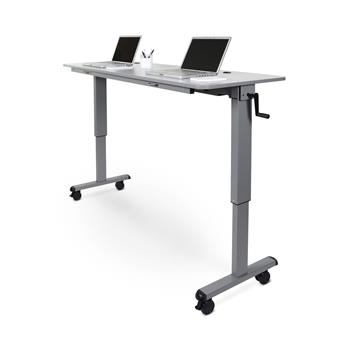 Luxor Adjustable Flip-Top Table, Crank Handle, Grey, 59&quot;W x 24&quot;L x 30&quot;-45&quot;H