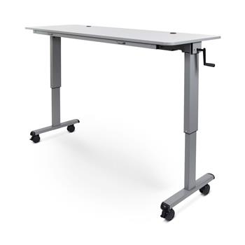 Luxor Adjustable Flip-Top Table, Crank Handle, Grey, 71&quot;W x 24&quot;L x 31&quot;-45&quot;H