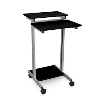 Luxor Standing Presentation Station, Steel/Laminate Wood, Black/Silver, 24&quot;W x 29&quot;L