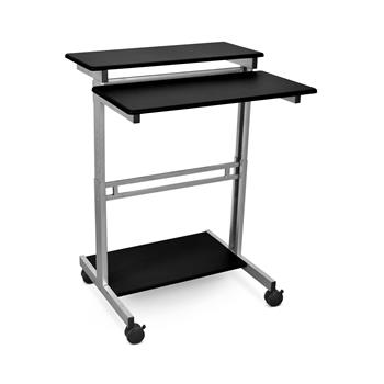 Luxor Standing Presentation Station, Steel/Laminate Wood, Black/Silver, 32&quot;W x 29&quot;L