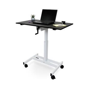 Luxor Single-Column Hand Crank Standing Desk, Black/Silver, 39&quot;W x 24&quot;L x 30&quot;-45&quot;H