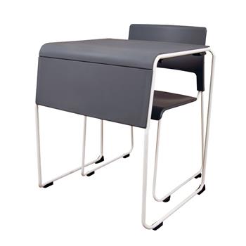 Luxor Lightweight Stackable Student Desk And Chair, Plastic, Grey, 27&quot;W x 22&quot;L x 28&quot;H