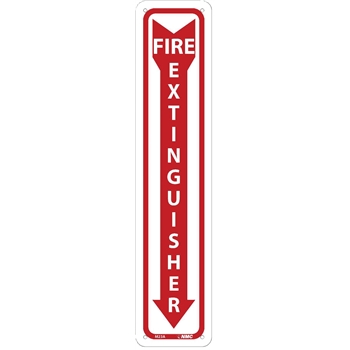 NMC Sign, Fire Extinguisher, 18&#39;&#39; x 4&#39;&#39;, Aluminum