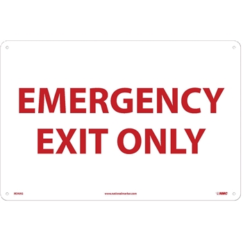 NMC Sign, Emergency Exit Only, 12&#39;&#39; x 18&#39;&#39;, Aluminum