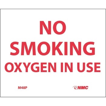 NMC Sign, No Smoking Oxygen In Use, 5&#39;&#39; x 6&#39;&#39;, Pressure Sensitive Vinyl