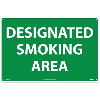 NMC Sign, Designated Smoking Area, 12&#39;&#39; x 18&#39;&#39;, Aluminum
