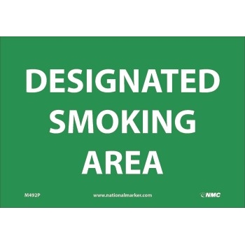NMC Sign, Designated Smoking Area, 7&#39;&#39; x 10&#39;&#39;, Pressure Sensitive Vinyl