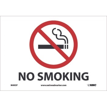 NMC Sign, No Smoking, 10&#39;&#39; x 8&#39;&#39;, 4 Mil, Adhesive Vinyl