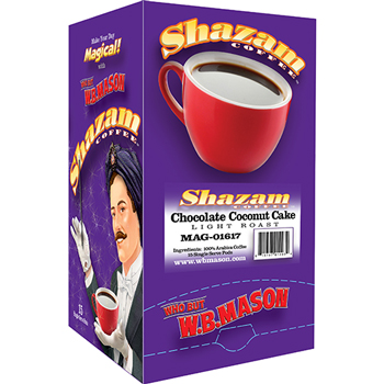 Shazam Coffee Pods, Chocolate Coconut Cake, Light Roast, 15/BX