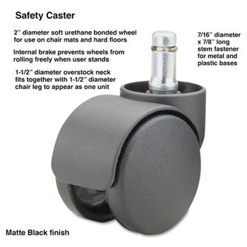 Master Caster Safety Casters, 100 lbs./Caster, Nylon, B Stem, Soft, 5/Set