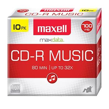 Maxell 40x Music CD-R Media Discs, 700MB, 10/PK