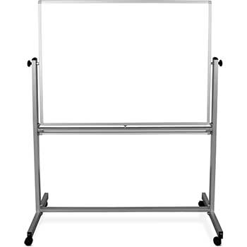 Luxor Magnetic Double-Sided Dry-Erase Mobile Whiteboard, Steel, 48&quot;W x 36&quot;H, Aluminum Frame