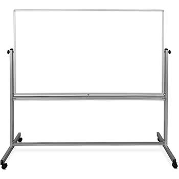 Luxor Magnetic Double-Sided Dry-Erase Mobile Whiteboard, Steel, 72&quot;W x 40&quot;H, Aluminum Frame