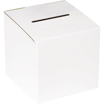 W.B. Mason Co. Ballot box, 10&quot; x 10&quot; x 9&quot;, White, 10/BD