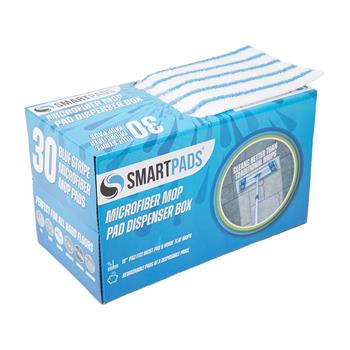 Monarch Brands Smart Pads Microfiber Mops, 18 in, Blue Stripe, 30 Pads/Box, 2 Boxes/Carton