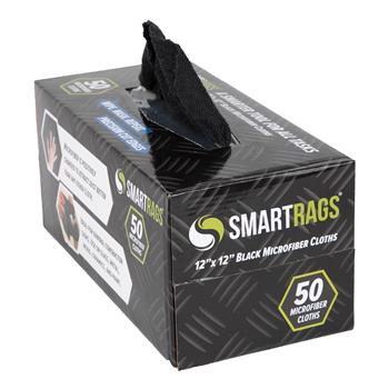 Monarch Brands SmartRags Microfiber Towels, 12 in x 12 in, Black, 50/Box