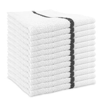 Monarch Brands Qwick Wick Terry Bar Towels, 16 in x 19 in, Black Center Stripe, 5 Dozen/Carton