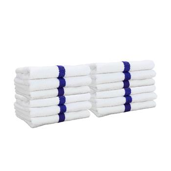 Monarch Brands Hand Towels, 16 in x 27 in, Blue Center Stripe, 4 Dozen/Carton