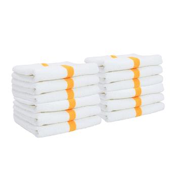 Monarch Brands Hand Towels, 16 in x 27 in, Gold Center Stripe, 4 Dozen/Case