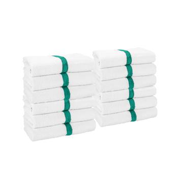 Monarch Brands Bath Towels, 22 in x 44 in, Green Center Stripe, 2 Dozen/Carton