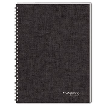 Cambridge Guided Business Notebook, 5.38&quot; x 8&quot;, White Paper, Black Cover, 80 Sheets