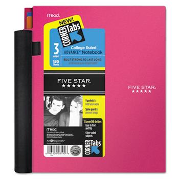 Five Star 3-Subject Advance Wirebound Notebook, College Ruled, 8.5&quot; x 11&quot;, White Paper, Assorted Plastic Covers, 150 Sheets