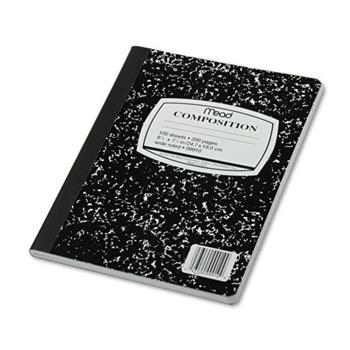 Mead Square Deal Composition Book, Wide Ruled, 7.5&quot; x  9.75&quot;, White Paper, Black Marble Color, 100 Sheets