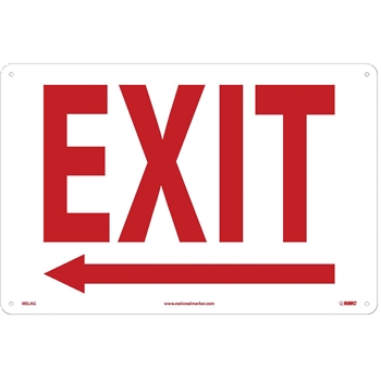 NMC Sign, Exit With Left Arrow, 12&#39;&#39; x 18&#39;&#39;, Aluminum