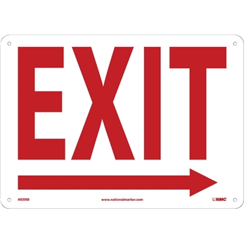 NMC Sign, Exit with Right Arrow, 10&quot;X14, Rigid Plastic