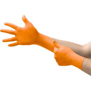 Ansell Blaze&#174; Nitrile Exam Glove, Disposable, Hi-Viz Orange, Extended Cuff, M, 100/BX