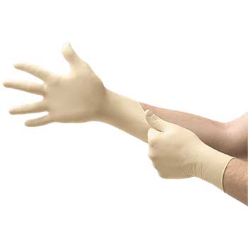 Ansell MF-300 Diamond Grip&#174; Latex Exam Glove, Disposable, Large, Natural, 100/BX