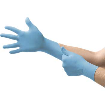 Ansell Nitrile Disposable Glove, Fully Textured, Blue, Medium, 100/BX