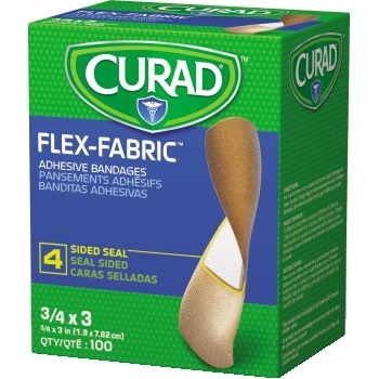 Curad Flex Fabric Bandages, 3/4&quot; x 3&quot;, 100/BX