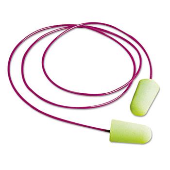 Moldex Pura-Fit Single-Use Earplugs, Corded, 33NRR, Bright Green, 100 Pairs